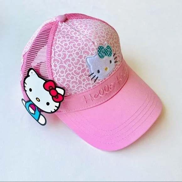 HELLO Kitty Pink Mesh Trucker Hat Women + Girls - Picture 7 of 16